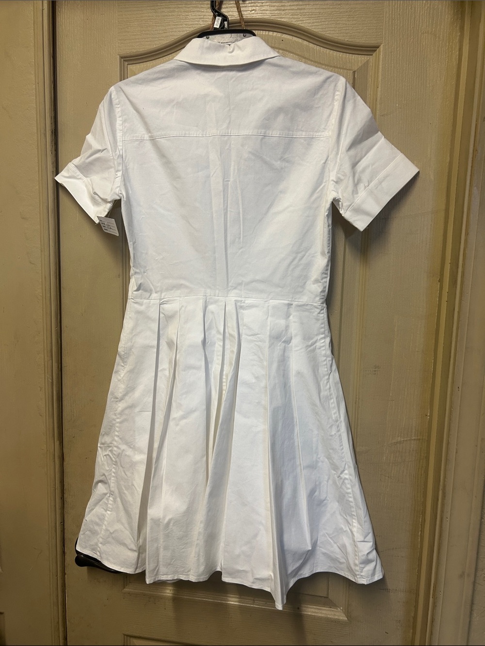 Michael Kors White Short-Sleeve button down Pleated Midi Dress - Picture 2 of 5